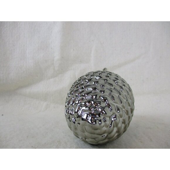 Pinecone tabletop Silver metal forest cabin outdoorsy holiday Christmas décor - Picture 2 of 7